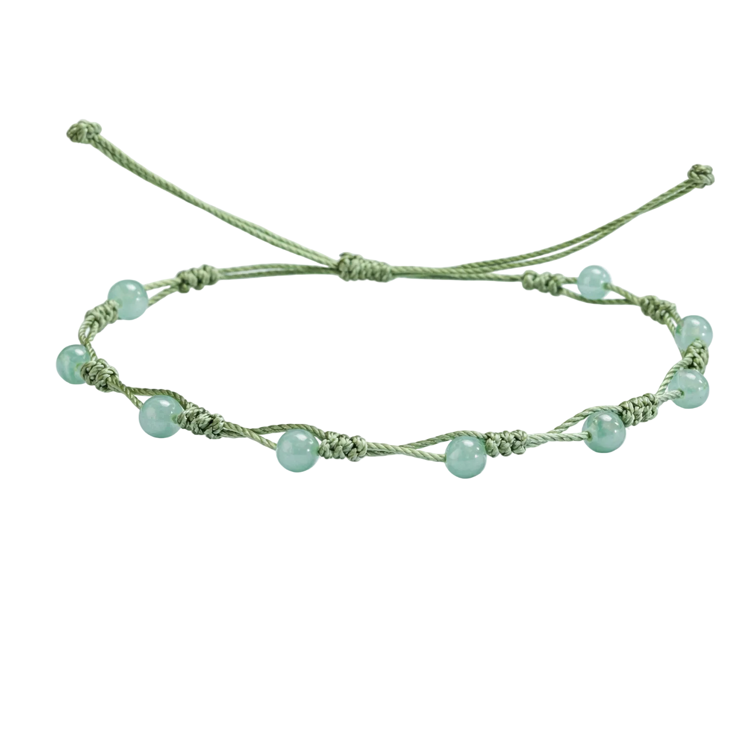 Pulsera Hilo encerado con Aventurina Verde - Bolitas minerales cotigo
