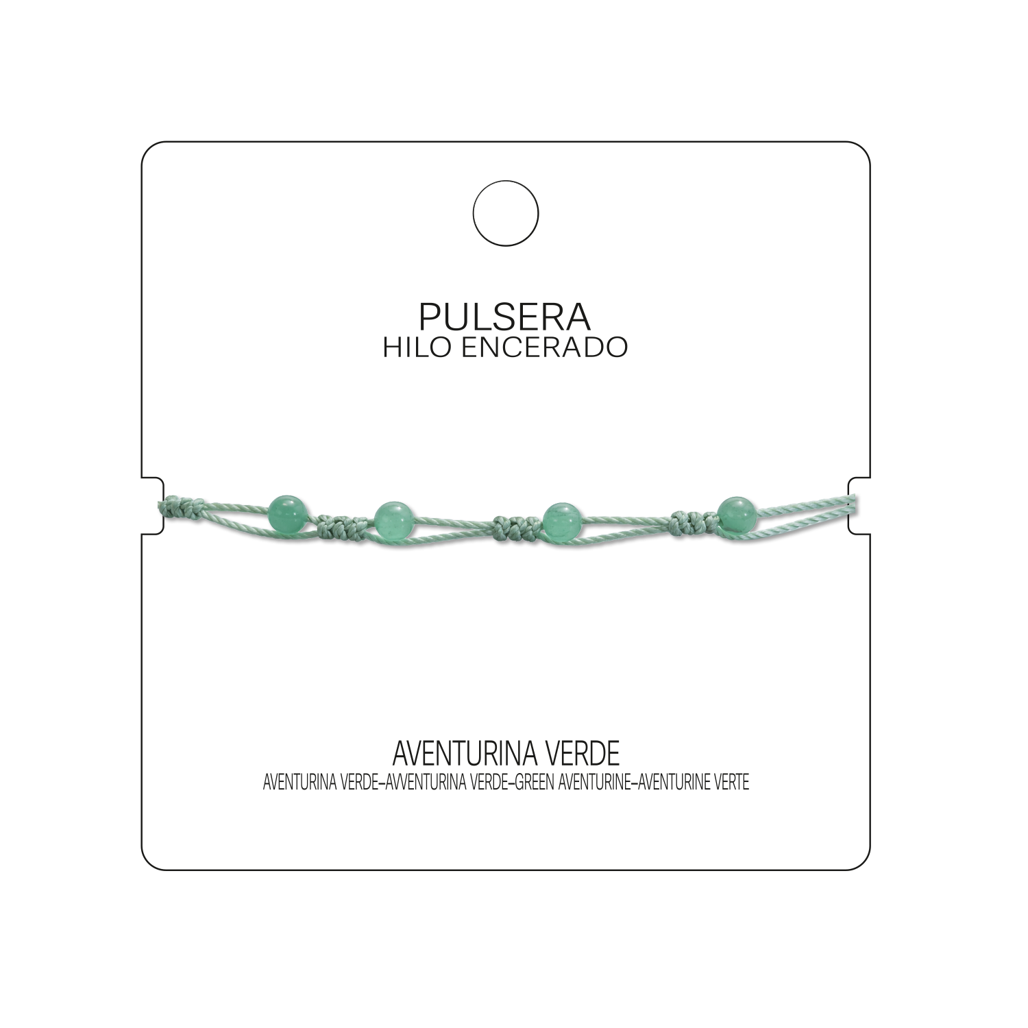 Pulsera Hilo encerado con Aventurina Verde - Bolitas minerales cotigo