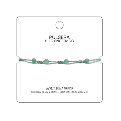 Pulsera Hilo encerado con Aventurina Verde - Bolitas minerales