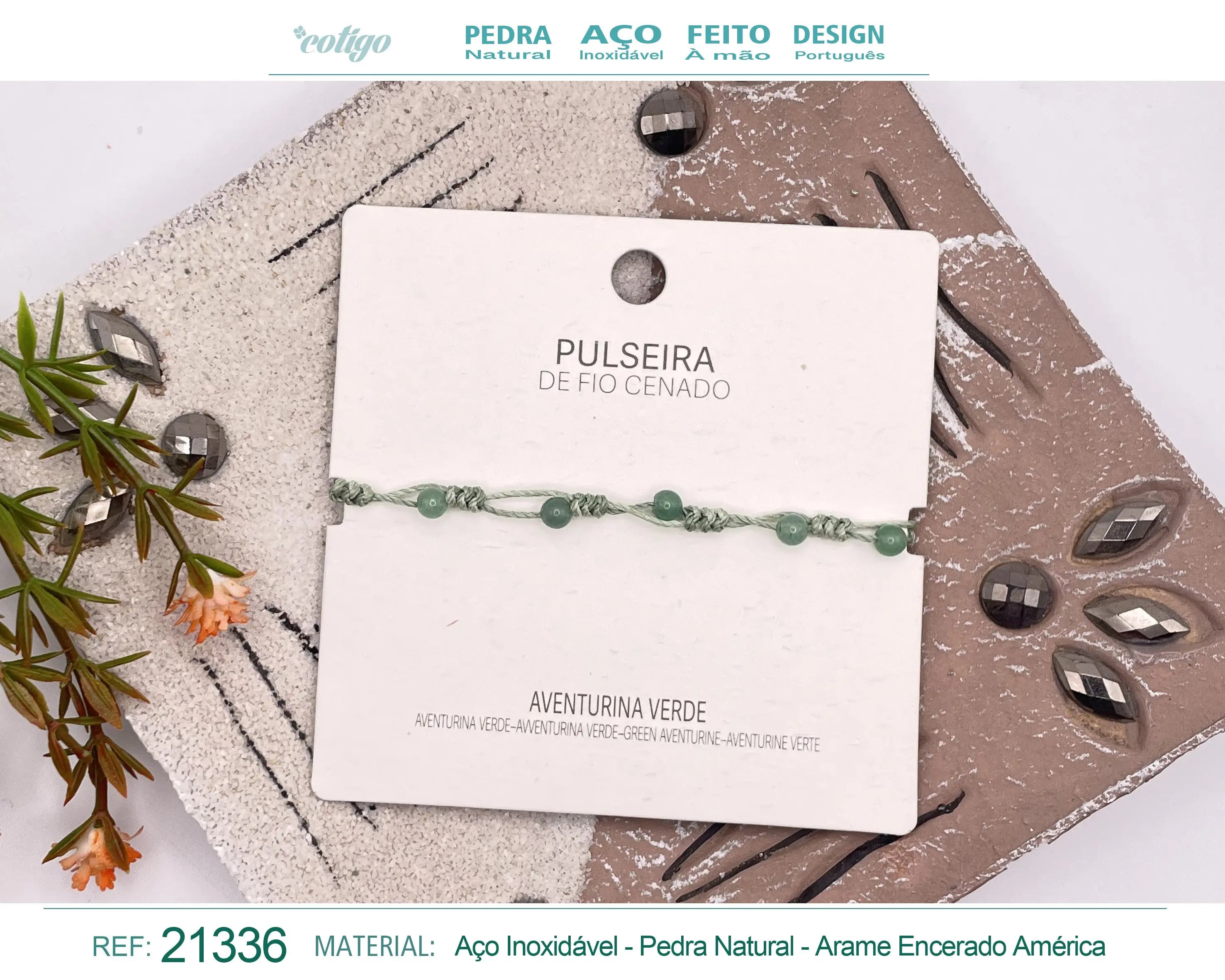 Pulsera Hilo encerado con Aventurina verde - cotigo