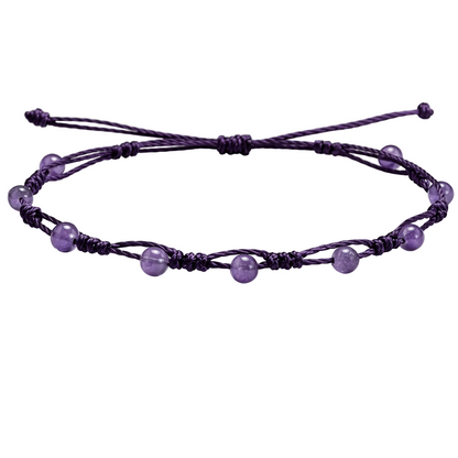Pulsera Hilo encerado con Amatista - Bolitas minerales