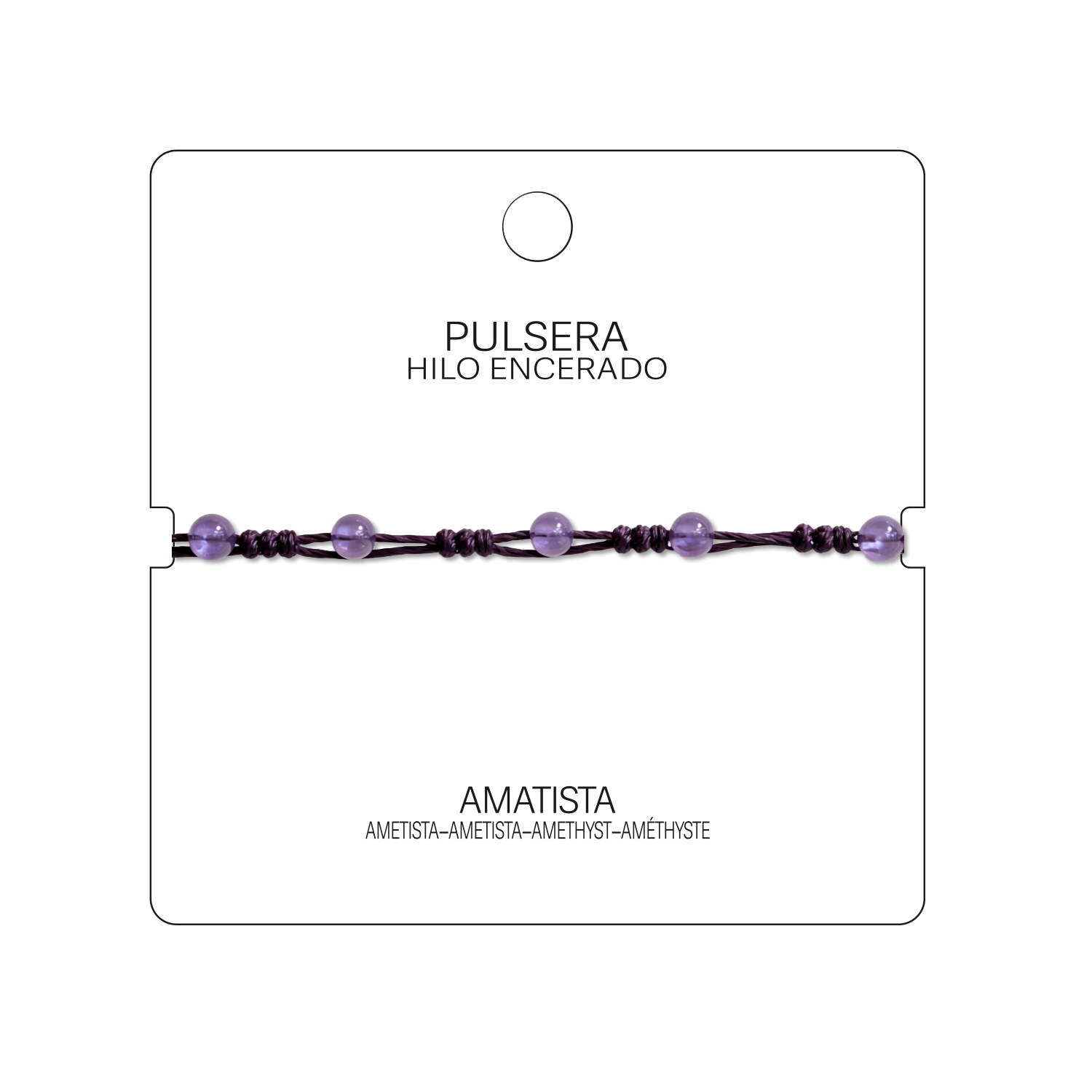 Pulsera Hilo encerado con Amatista - Bolitas minerales cotigo