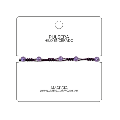 Pulsera Hilo encerado con Amatista - Bolitas minerales