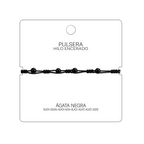 Pulsera Hilo encerado con Agata Negra - Bolitas minerales cotigo