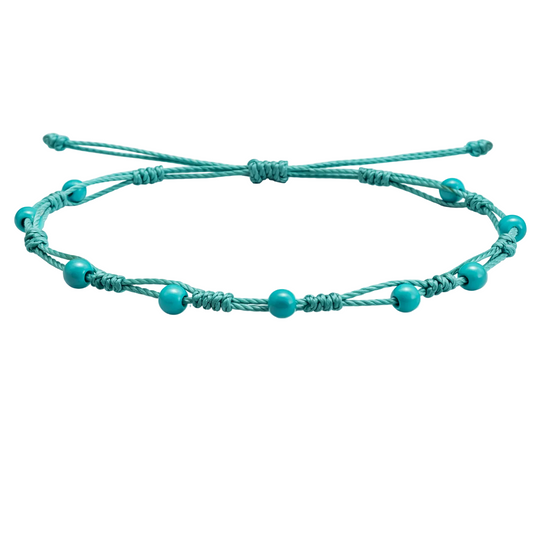 Pulsera Hilo encerado con Turquesa - Bolitas minerales