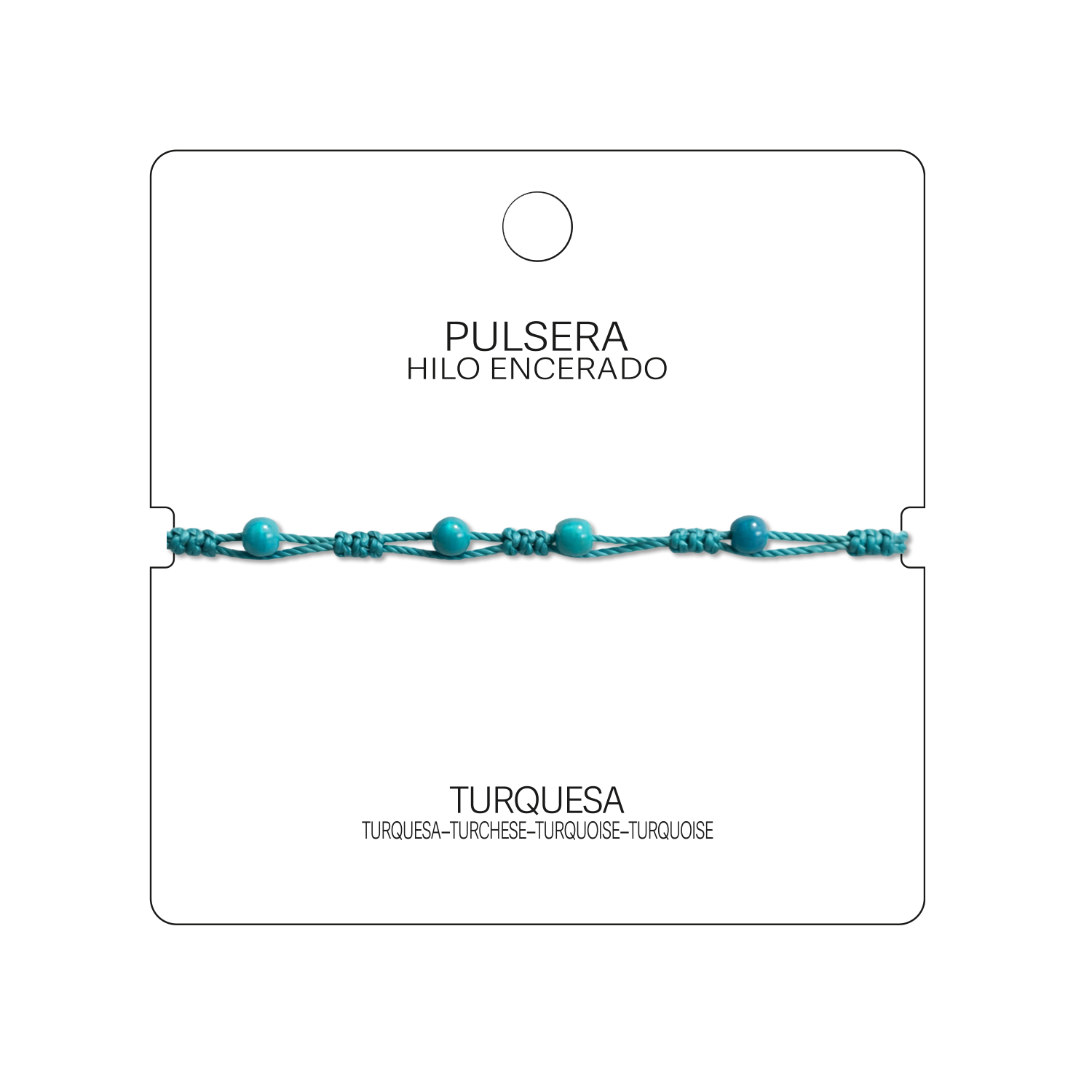 Pulsera Hilo encerado con Turquesa - Bolitas minerales cotigo