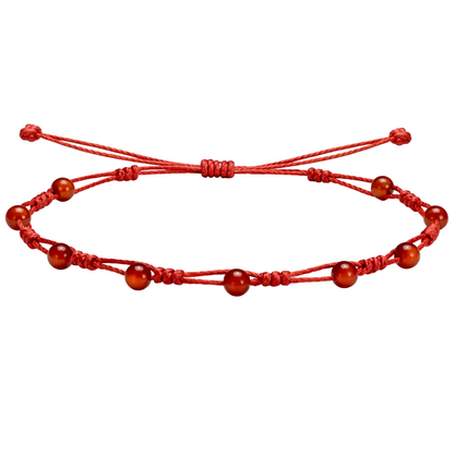 Pulsera Hilo encerado con Carneola - Bolitas minerales