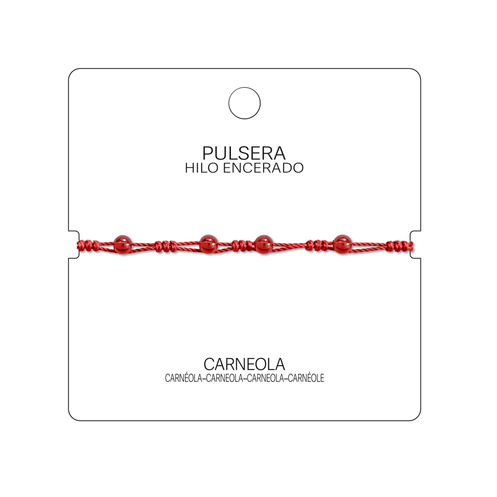 Pulsera Hilo encerado con Carneola - Bolitas minerales cotigo