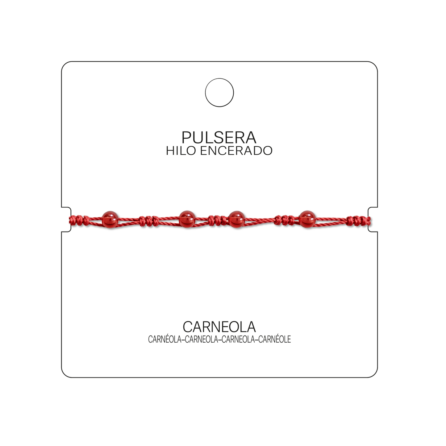 Pulsera Hilo encerado con Carneola - Bolitas minerales