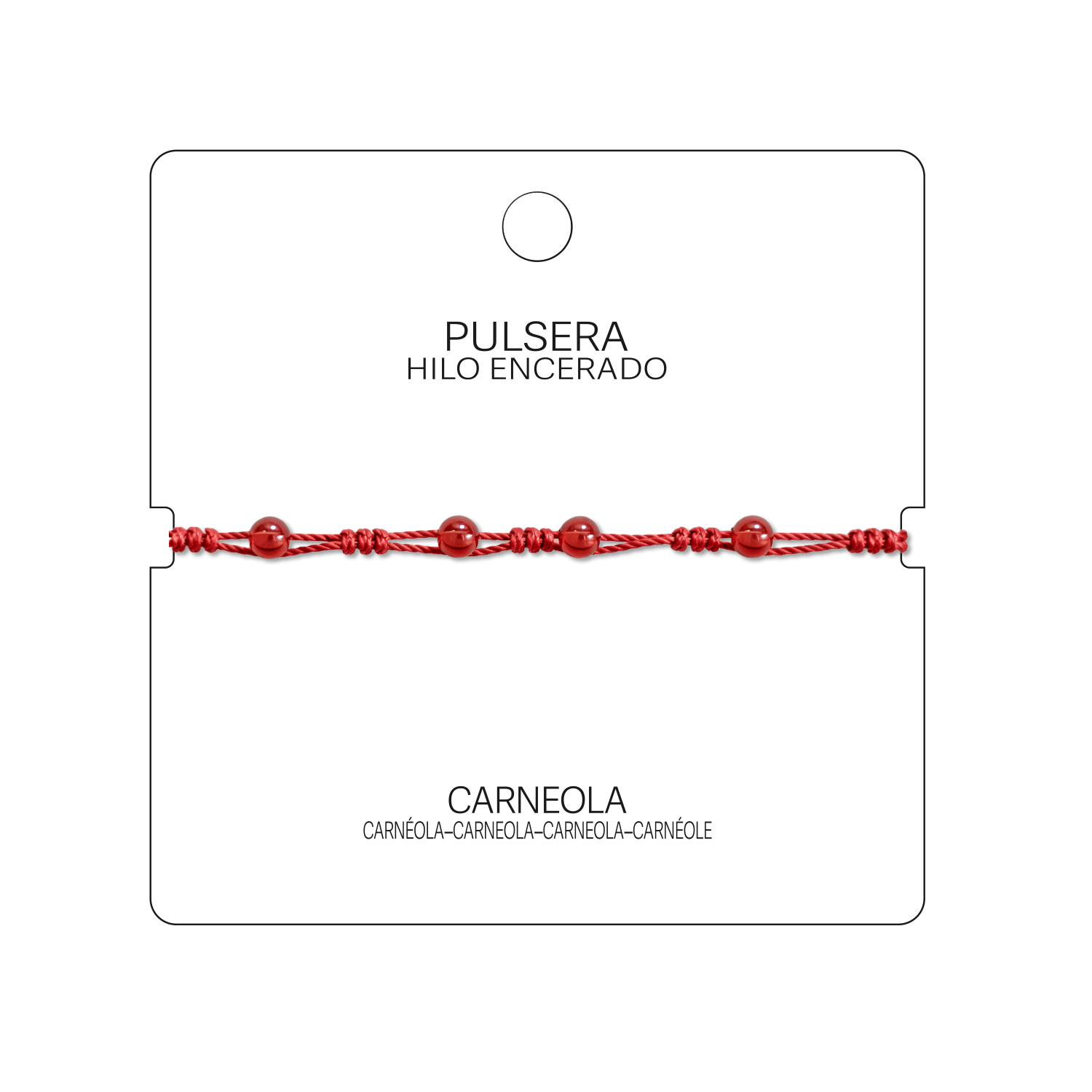 Pulsera Hilo encerado con Carneola - Bolitas minerales cotigo