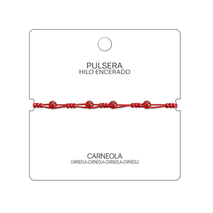 Pulsera Hilo encerado con Carneola - Bolitas minerales