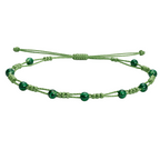 Pulsera Hilo encerado con Malaquita - Bolitas minerales cotigo