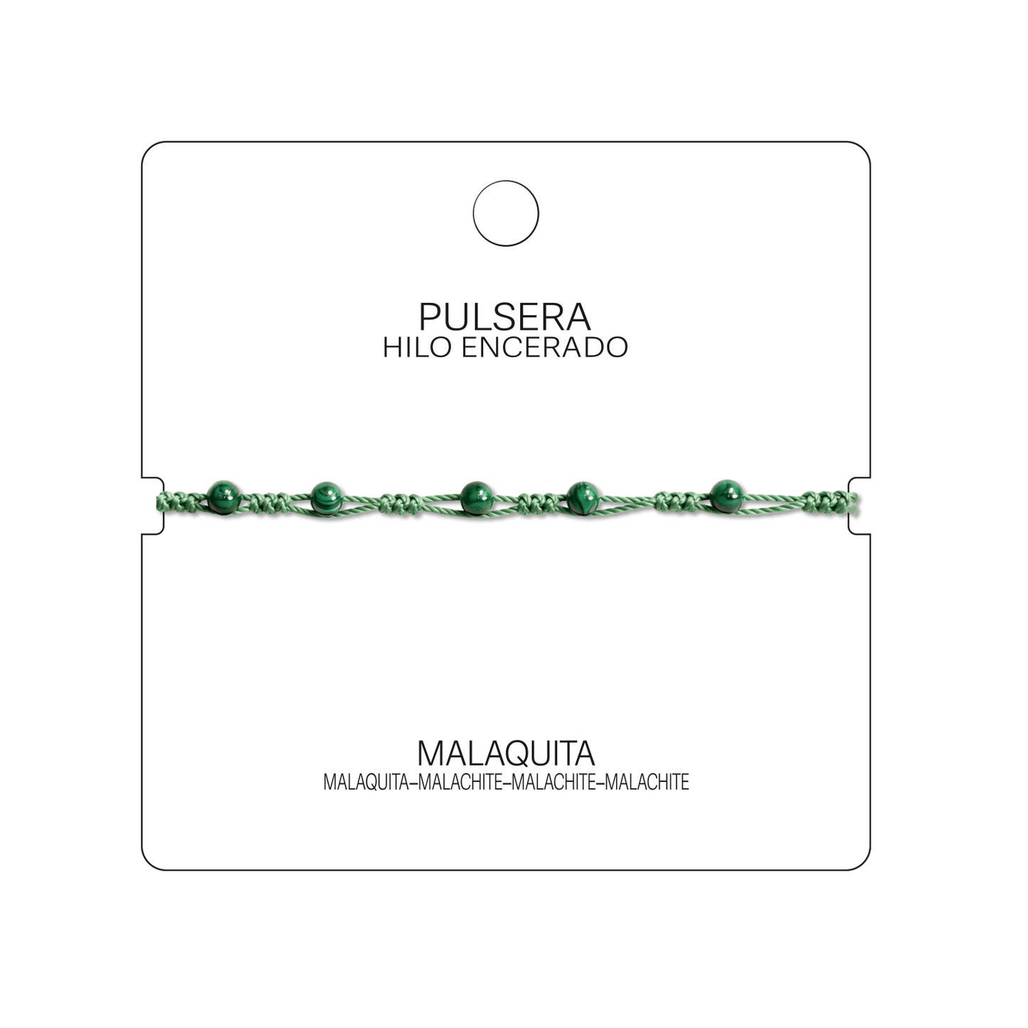 Pulsera Hilo encerado con Malaquita - Bolitas minerales