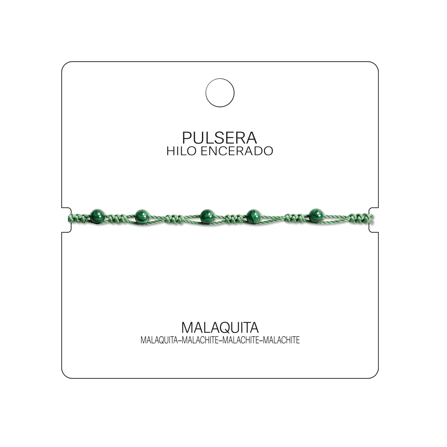 Pulsera Hilo encerado con Malaquita - Bolitas minerales cotigo