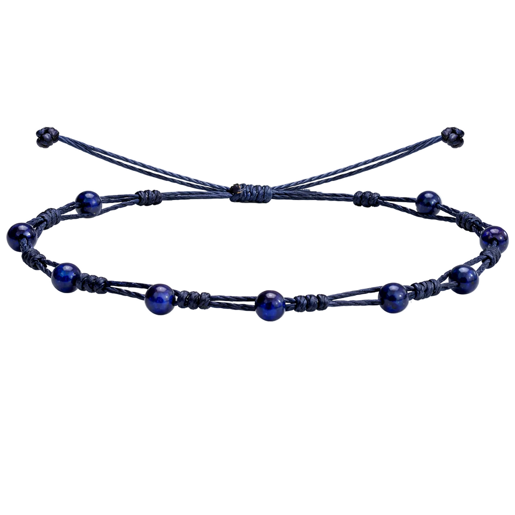 Pulsera Hilo encerado con Lapislázuli - Bolitas minerales cotigo