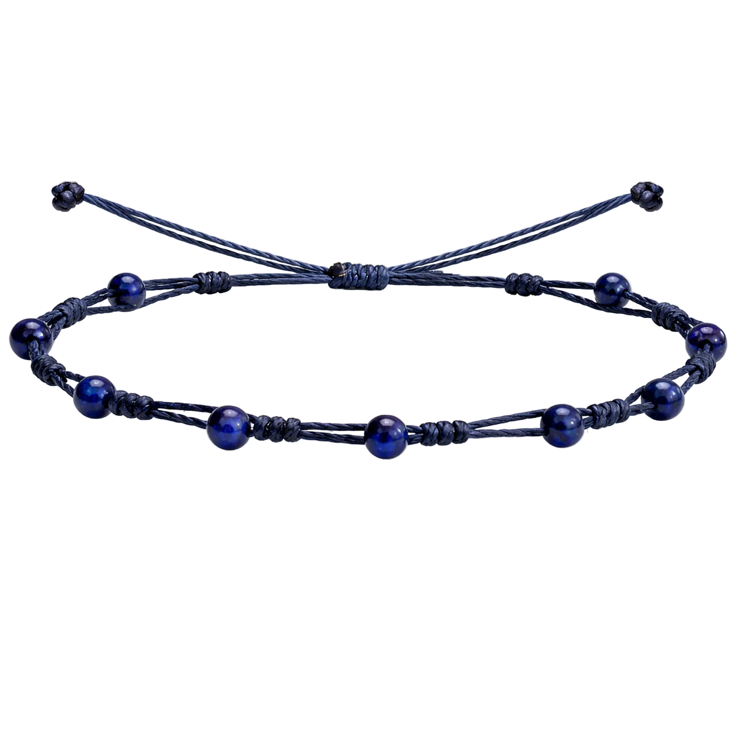 Pulsera Hilo encerado con Lapislázuli - Bolitas minerales cotigo