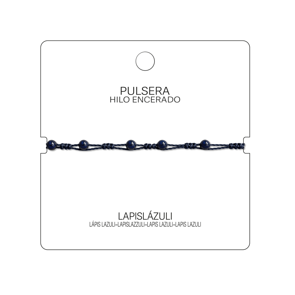 Pulsera Hilo encerado con Lapislázuli - Bolitas minerales cotigo