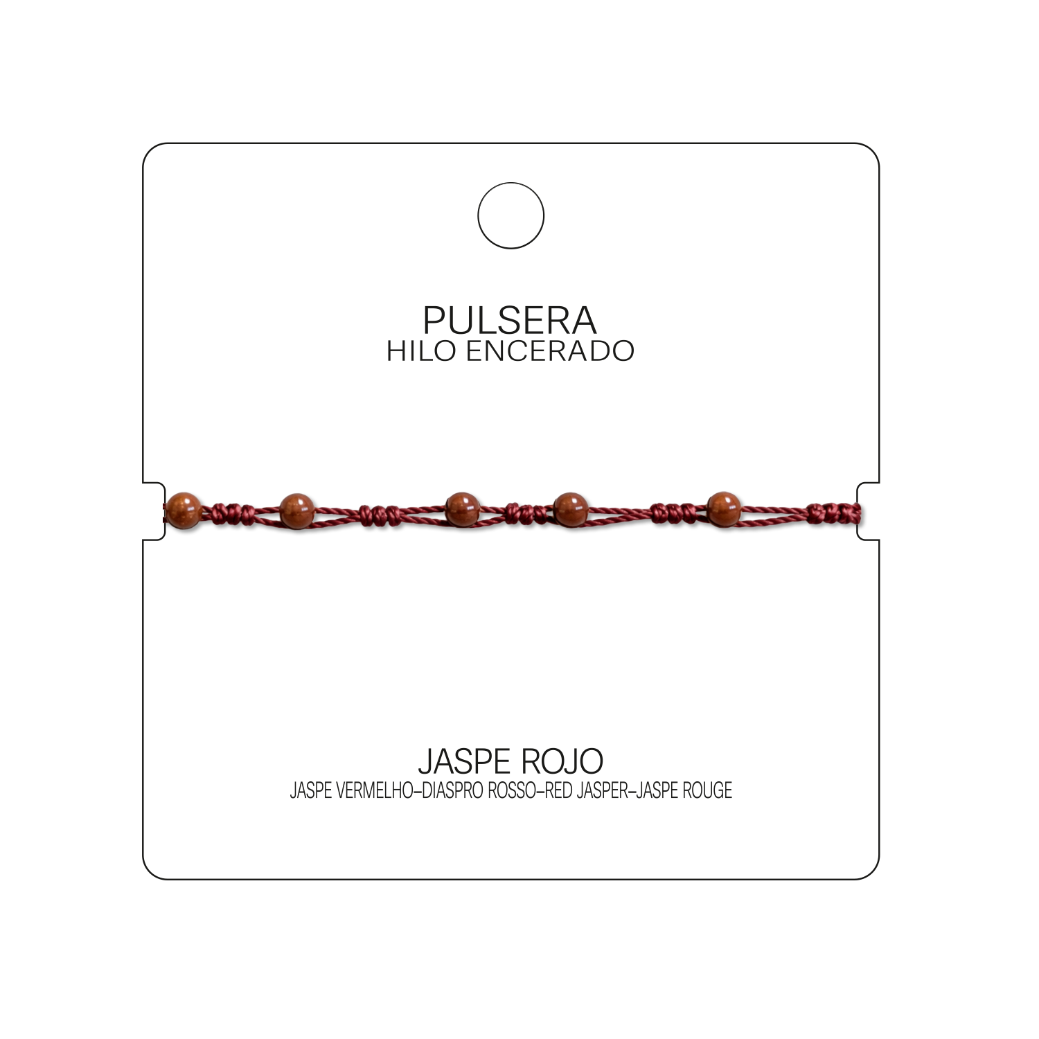 Pulsera Hilo encerado con Jaspe Rojo - Bolitas minerales cotigo