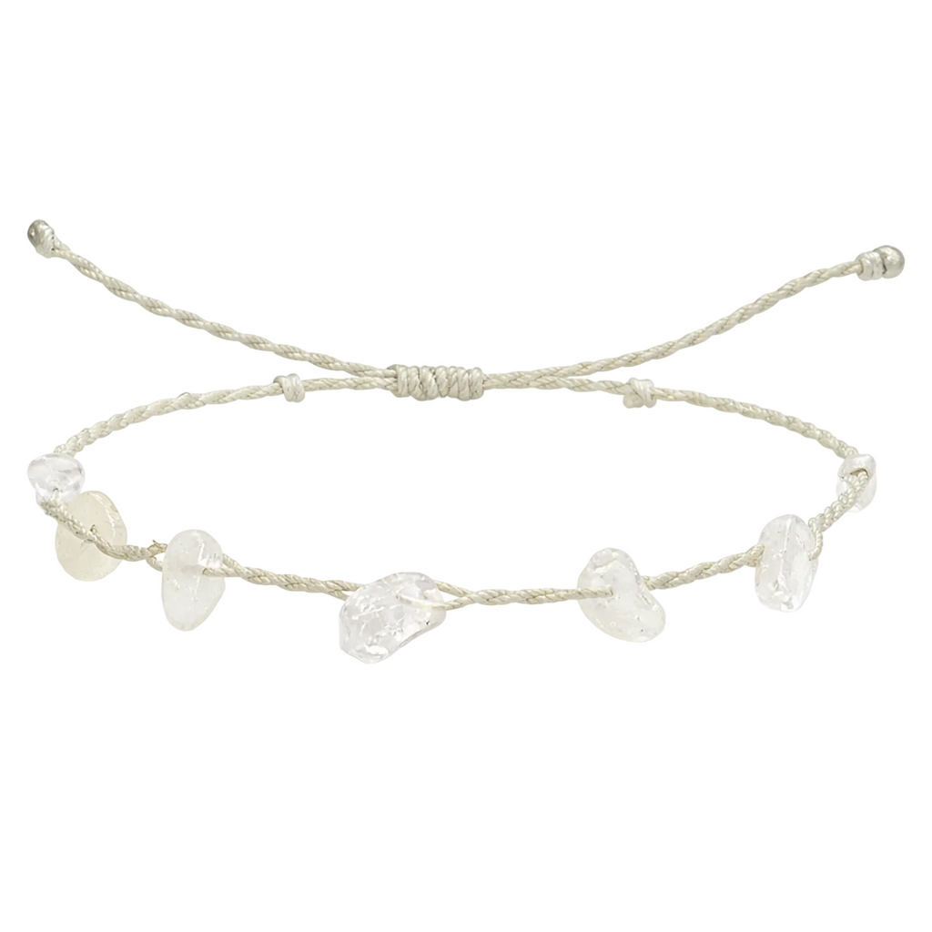 Pulsera Hilo encerado con Cuarzo Blanco - Chips de piedra cotigo