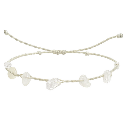 Pulsera Hilo encerado con Cuarzo Blanco - Chips de piedra