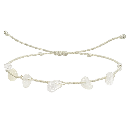 Pulsera Hilo encerado con Cuarzo Blanco - Chips de piedra