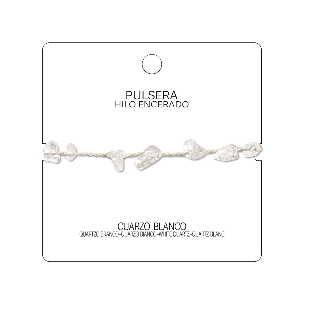 Pulsera Hilo encerado con Cuarzo Blanco - Chips de piedra cotigo