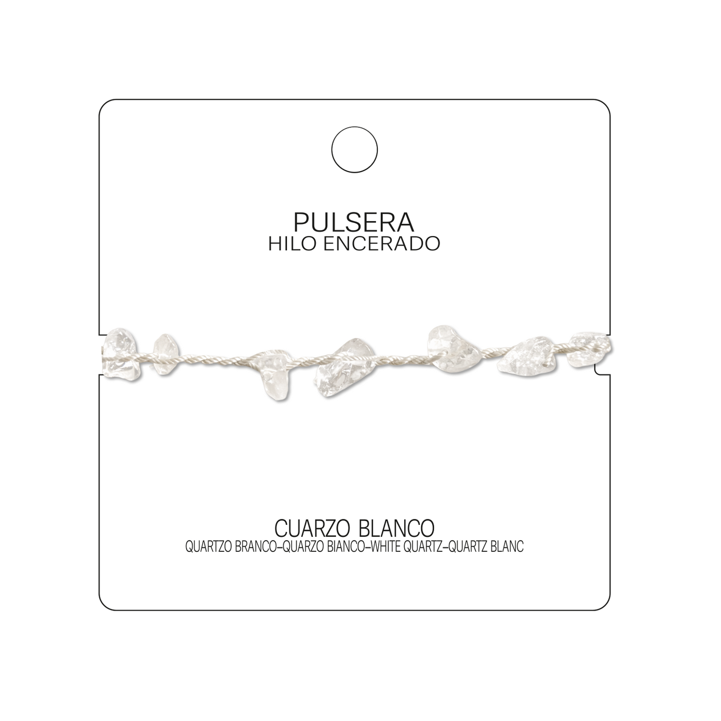 Pulsera Hilo encerado con Cuarzo Blanco - Chips de piedra