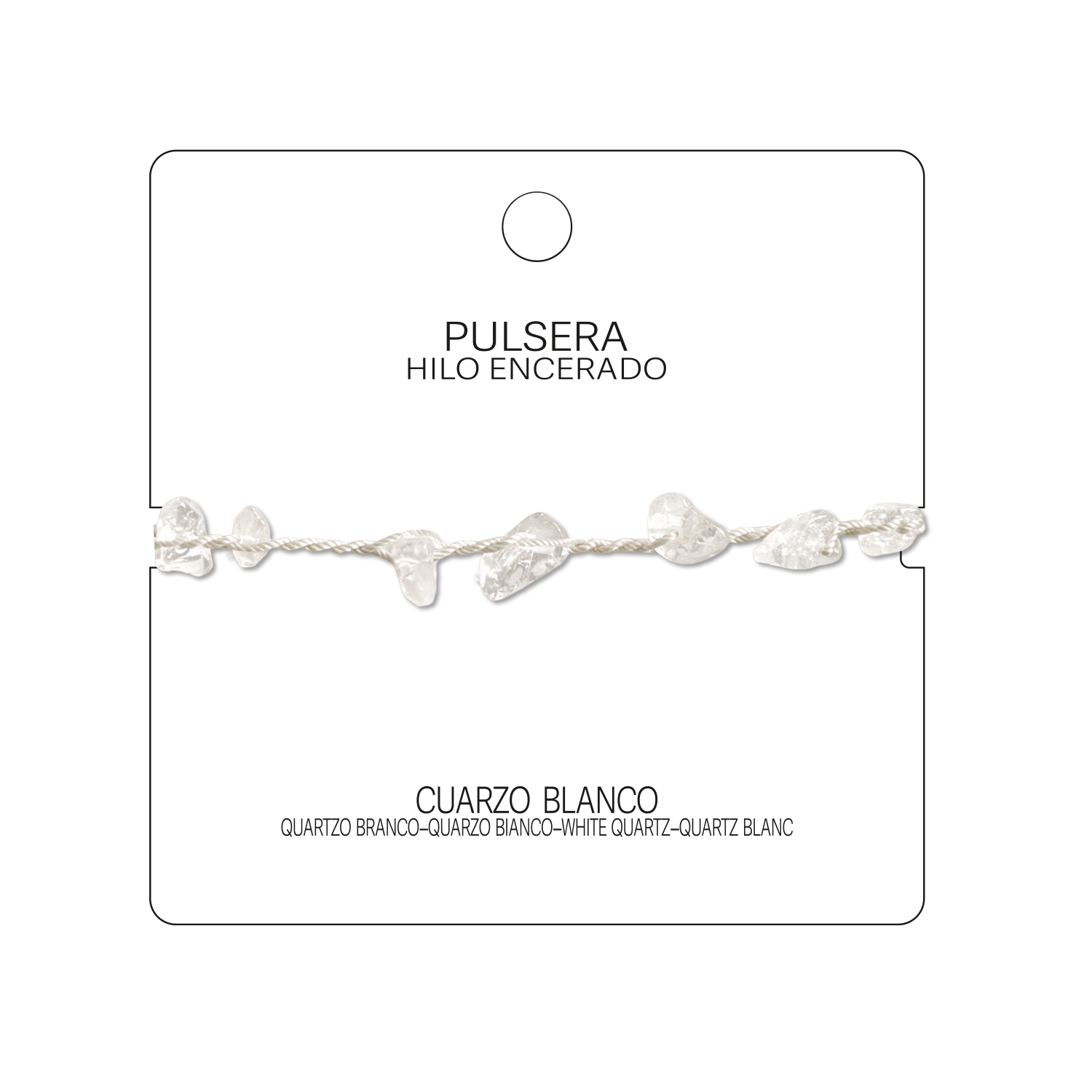 Pulsera Hilo encerado con Cuarzo Blanco - Chips de piedra cotigo