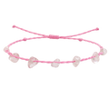 Pulsera Hilo encerado con Cuarzo Rosa - Chips de piedra cotigo