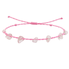 Pulsera Hilo encerado con Cuarzo Rosa - Chips de piedra cotigo