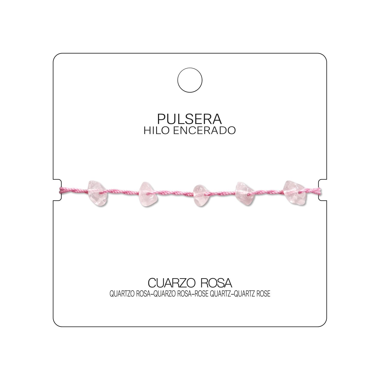 Pulsera Hilo encerado con Cuarzo Rosa - Chips de piedra cotigo