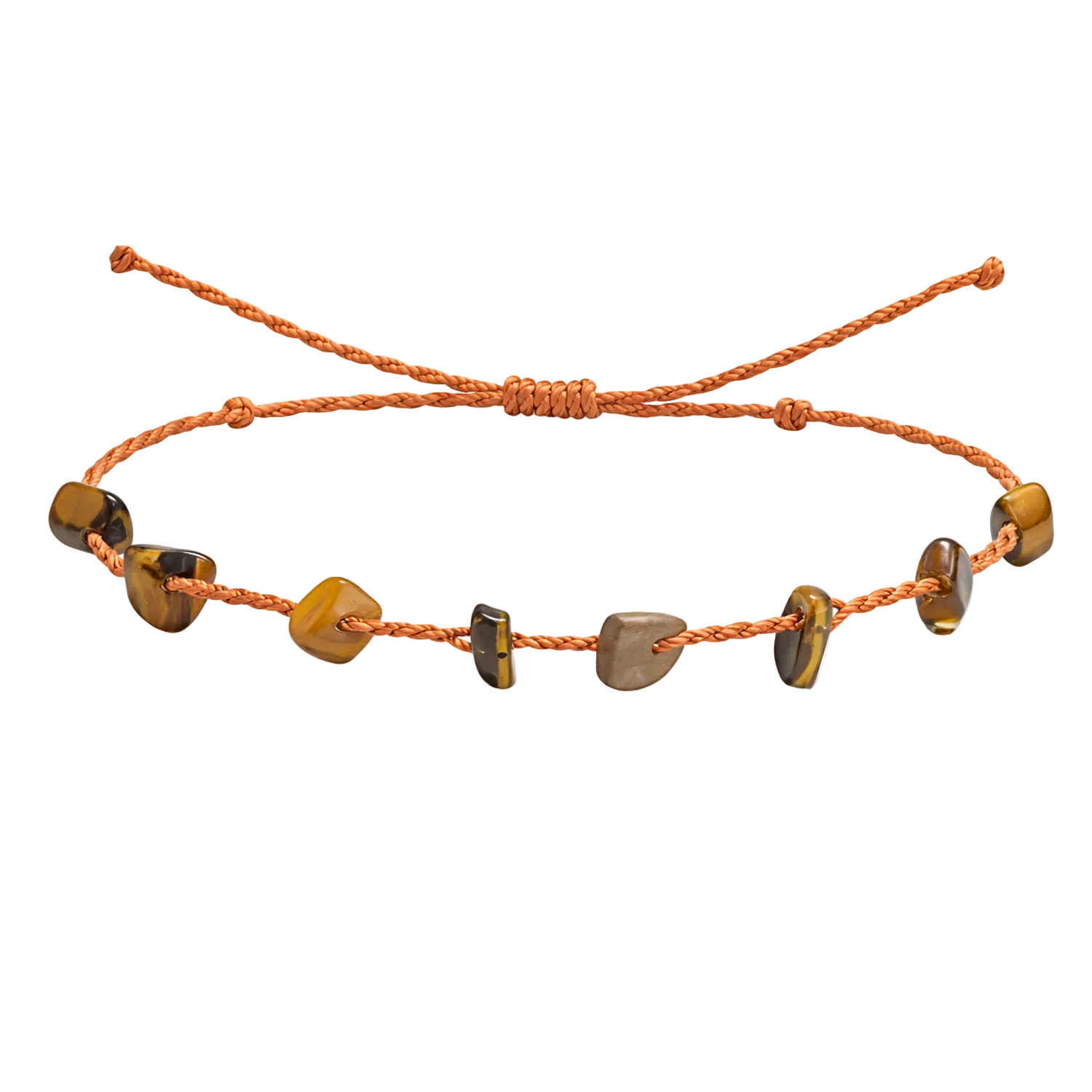 Pulsera Hilo encerado con Ojo de Tigre - Chips de piedra cotigo
