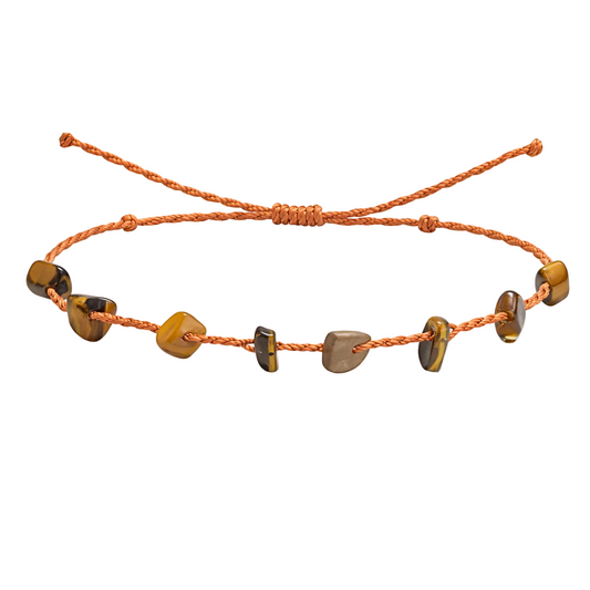 Pulsera Hilo encerado con Ojo de Tigre - Chips de piedra