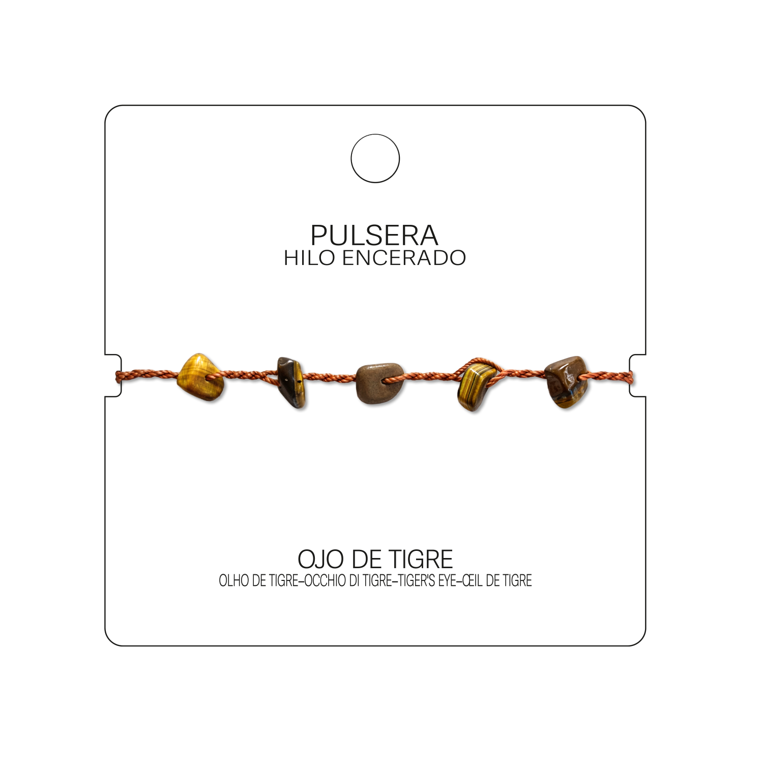 Pulsera Hilo encerado con Ojo de Tigre - Chips de piedra cotigo