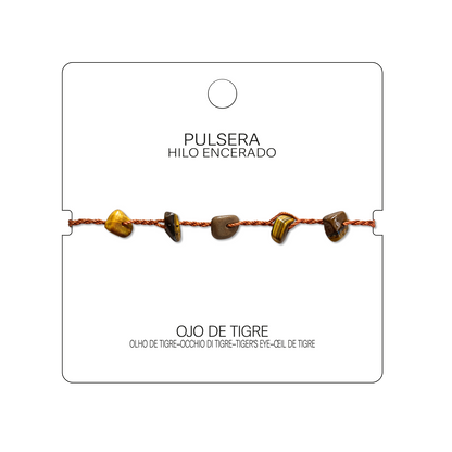 Pulsera Hilo encerado con Ojo de Tigre - Chips de piedra