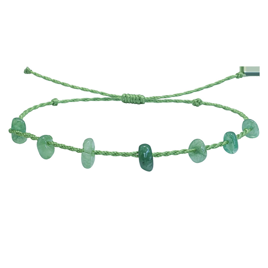 Pulsera Hilo encerado con Aventurina Verde - Chips de piedra