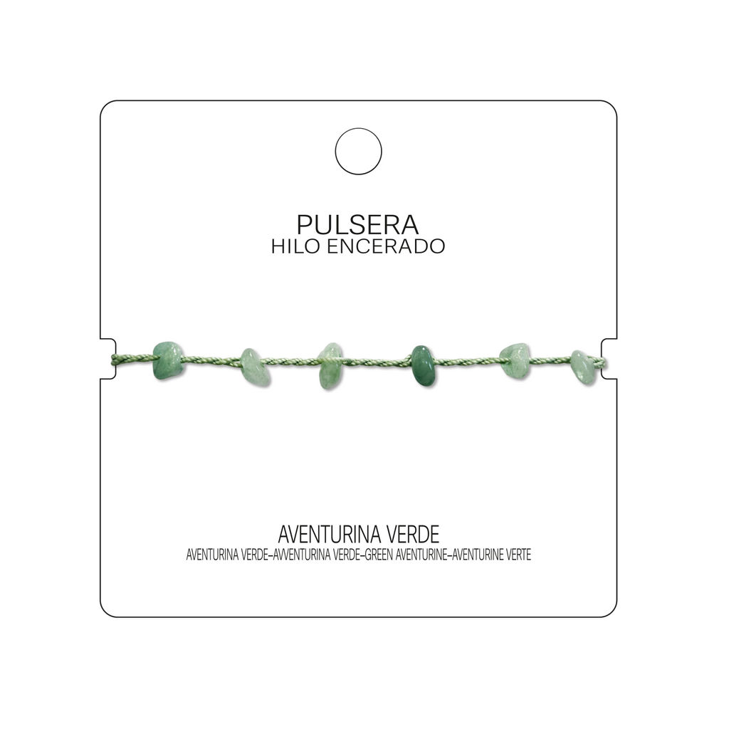 Pulsera Hilo encerado con Aventurina Verde - Chips de piedra cotigo