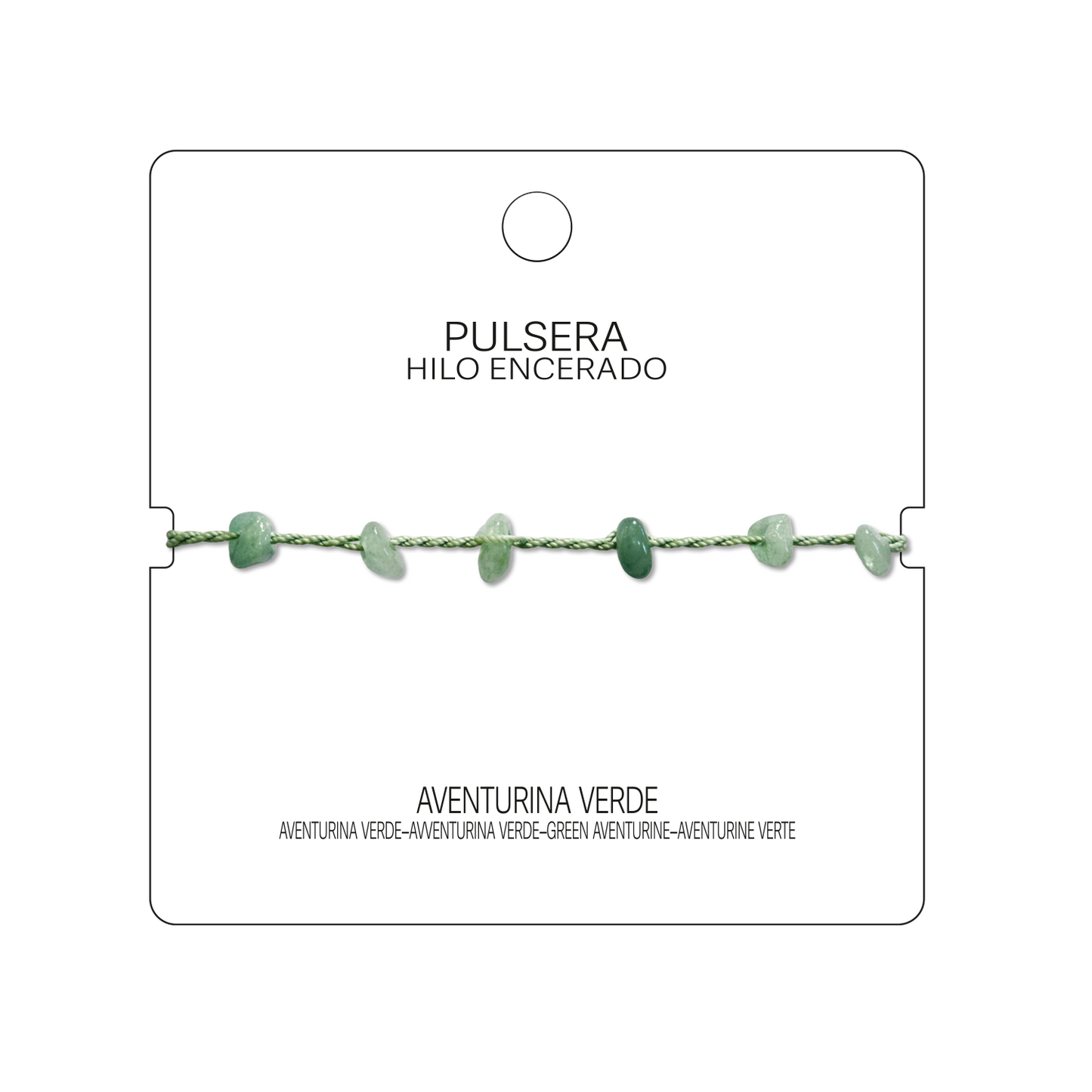 Pulsera Hilo encerado con Aventurina Verde - Chips de piedra