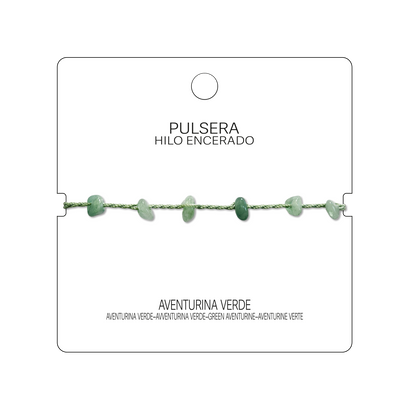 Pulsera Hilo encerado con Aventurina Verde - Chips de piedra