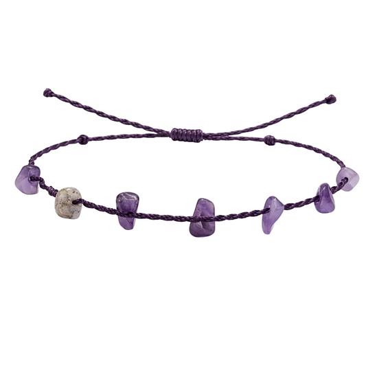 Pulsera Hilo encerado con Amatista - Chips de piedra