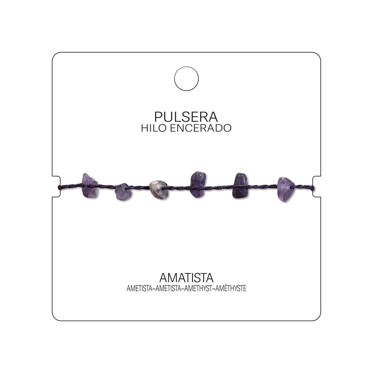 Pulsera Hilo encerado con Amatista - Chips de piedra cotigo