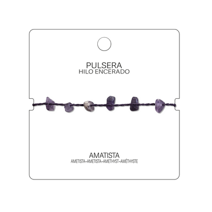 Pulsera Hilo encerado con Amatista - Chips de piedra