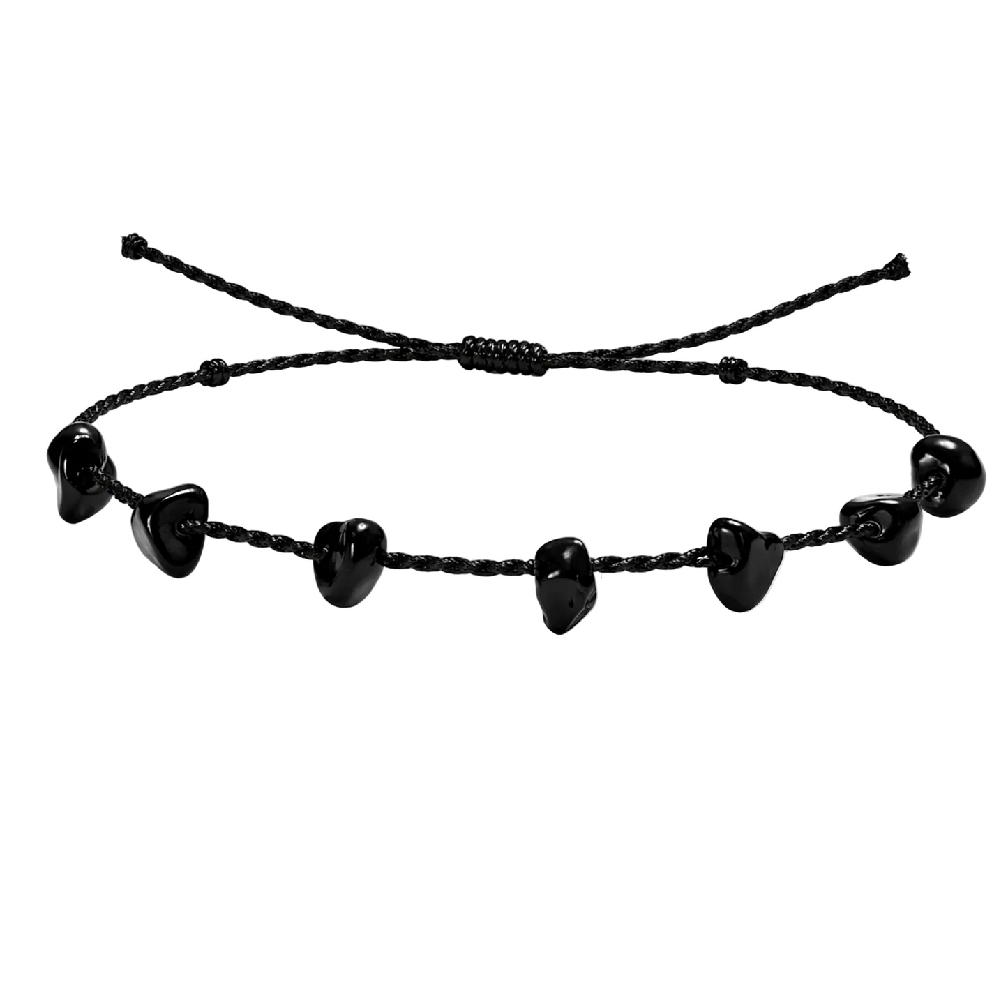 Pulsera Hilo encerado con Agata Negra - Chips de piedra