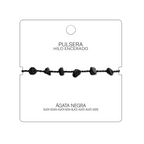 Pulsera Hilo encerado con Agata Negra - Chips de piedra cotigo