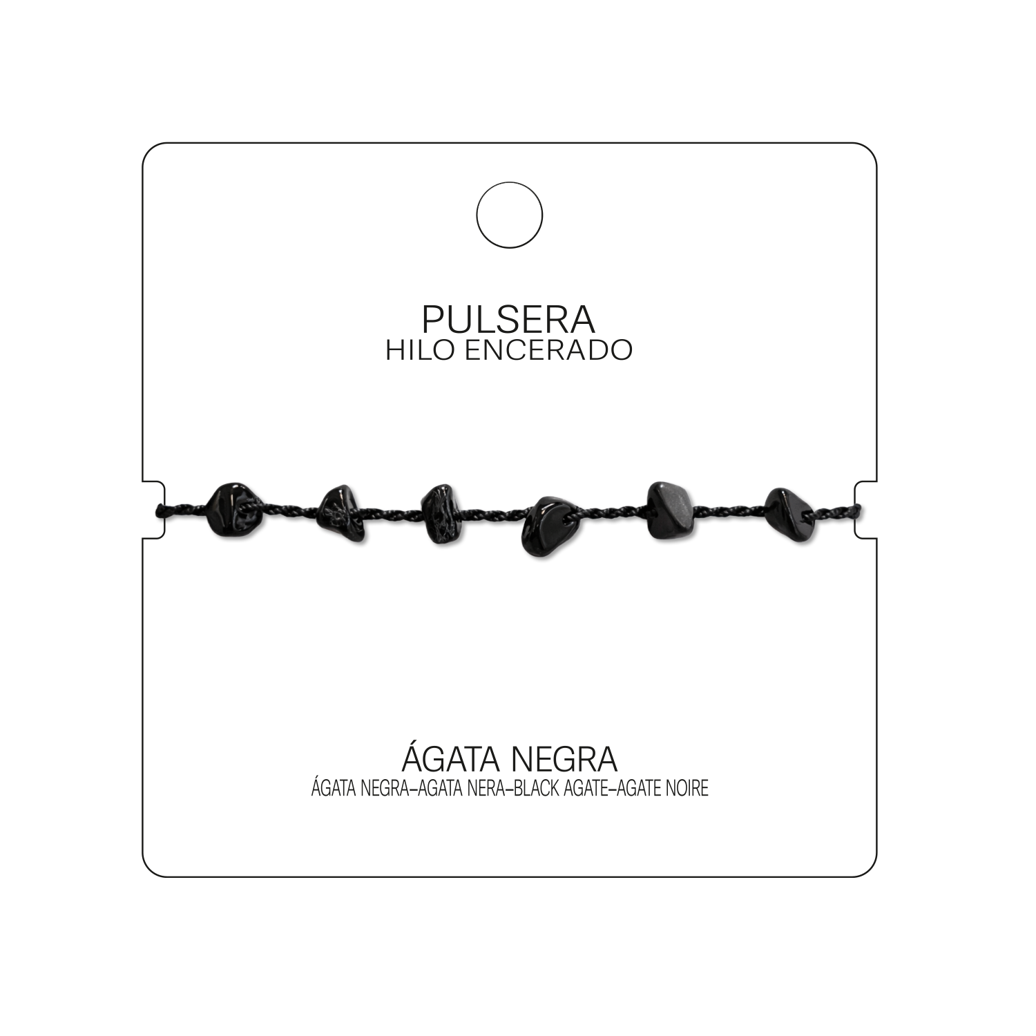 Pulsera Hilo encerado con Agata Negra - Chips de piedra cotigo
