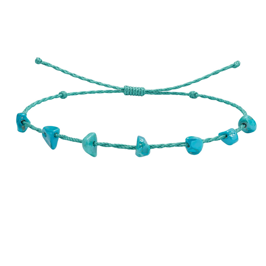 Pulsera Hilo encerado con Turquesa - Chips de piedra
