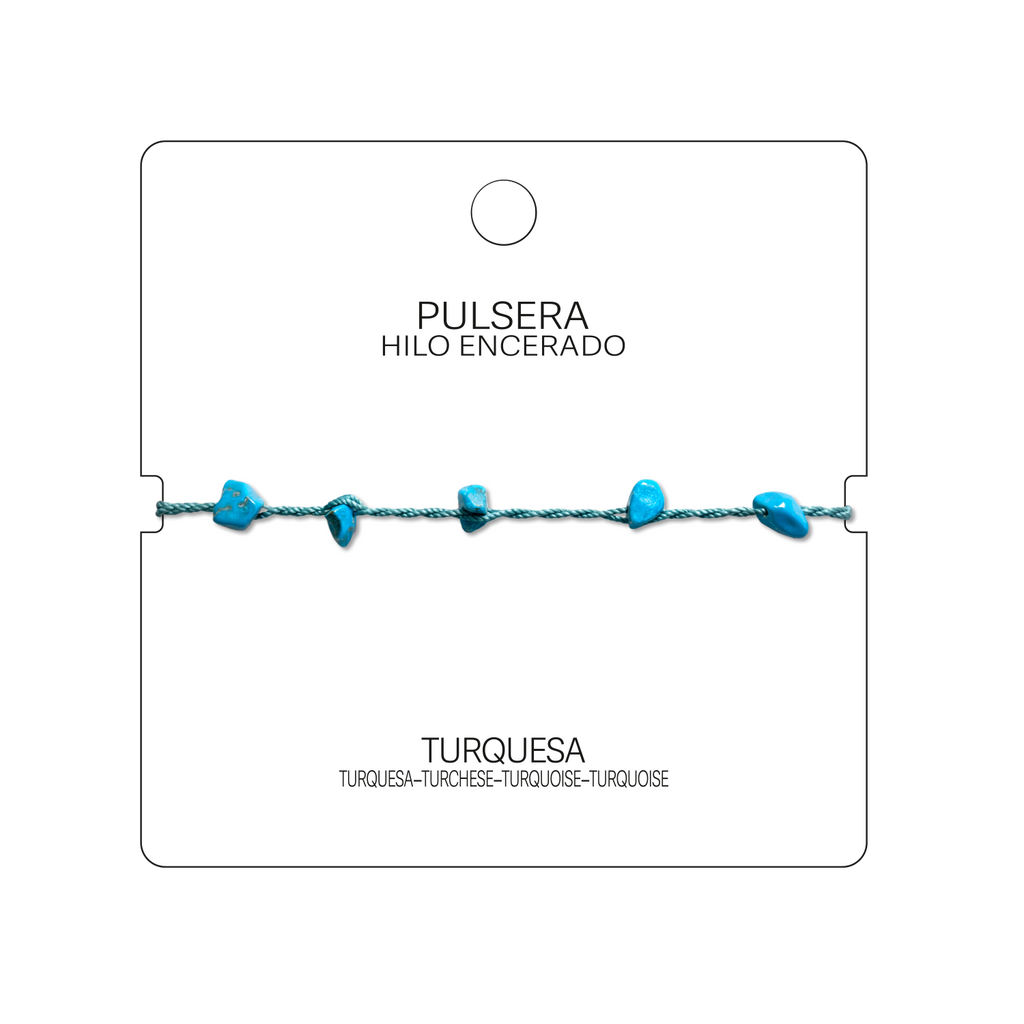 Pulsera Hilo encerado con Turquesa - Chips de piedra cotigo