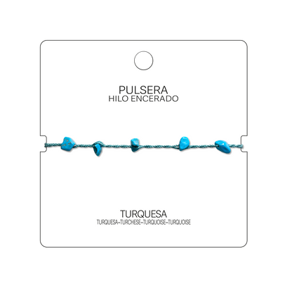 Pulsera Hilo encerado con Turquesa - Chips de piedra