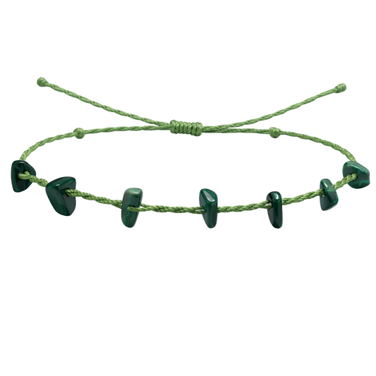 Pulsera Hilo encerado con Malaquita - Chips de piedra