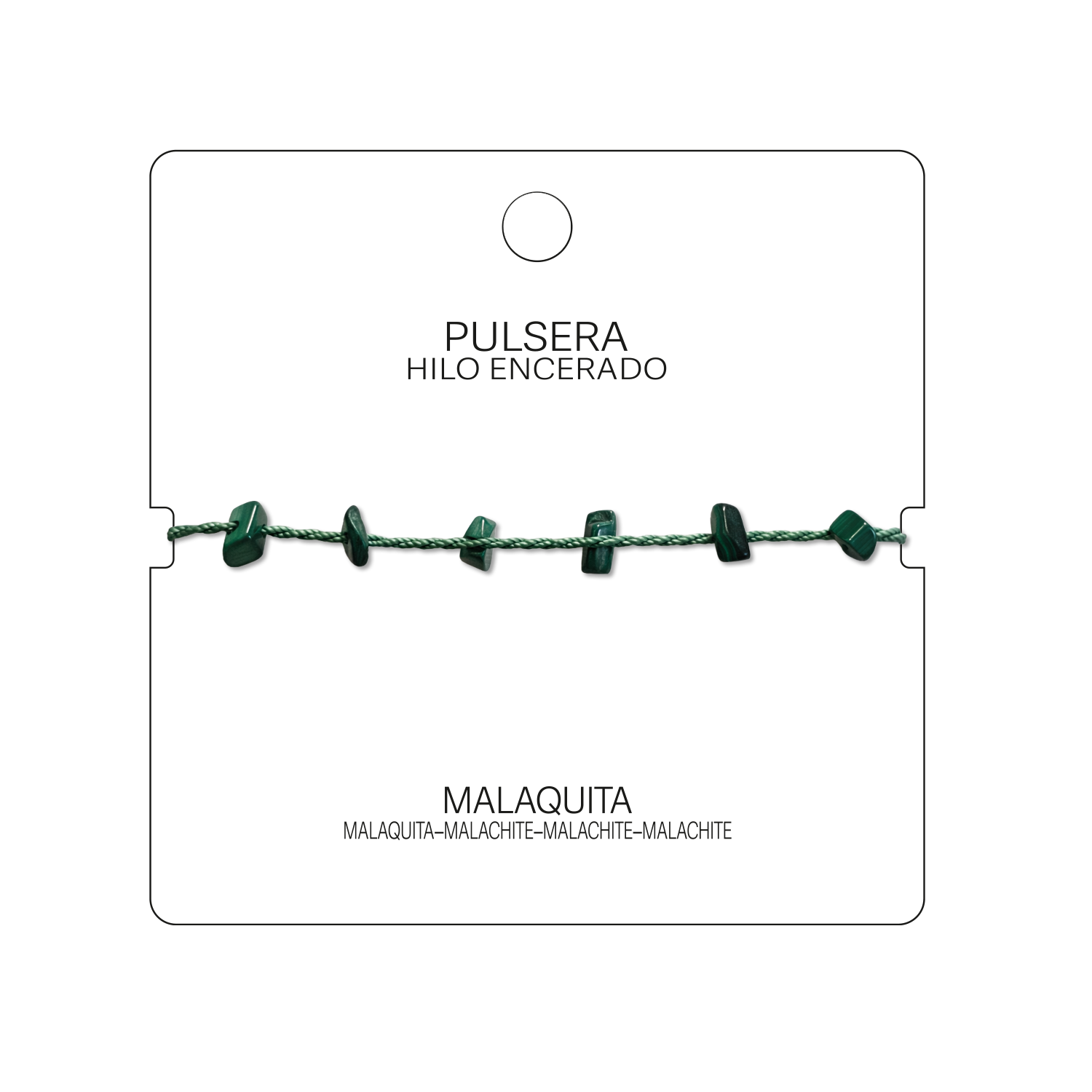 Pulsera Hilo encerado con Malaquita - Chips de piedra cotigo